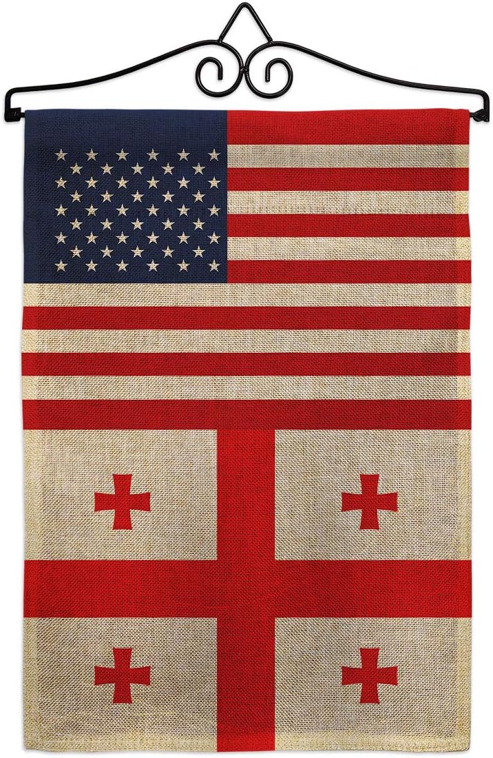 Georgia Republic US Friendship Burlap Burlap Garden Flag Regional USA American Alliance World Country Particular Area Small Decorative Gift Yard House Banner Double-Sided Made In 13 X 18.5