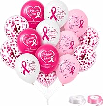 24 October Pink Balloons Breast Cancer Ribbon Decoration with 2 Ribbons
