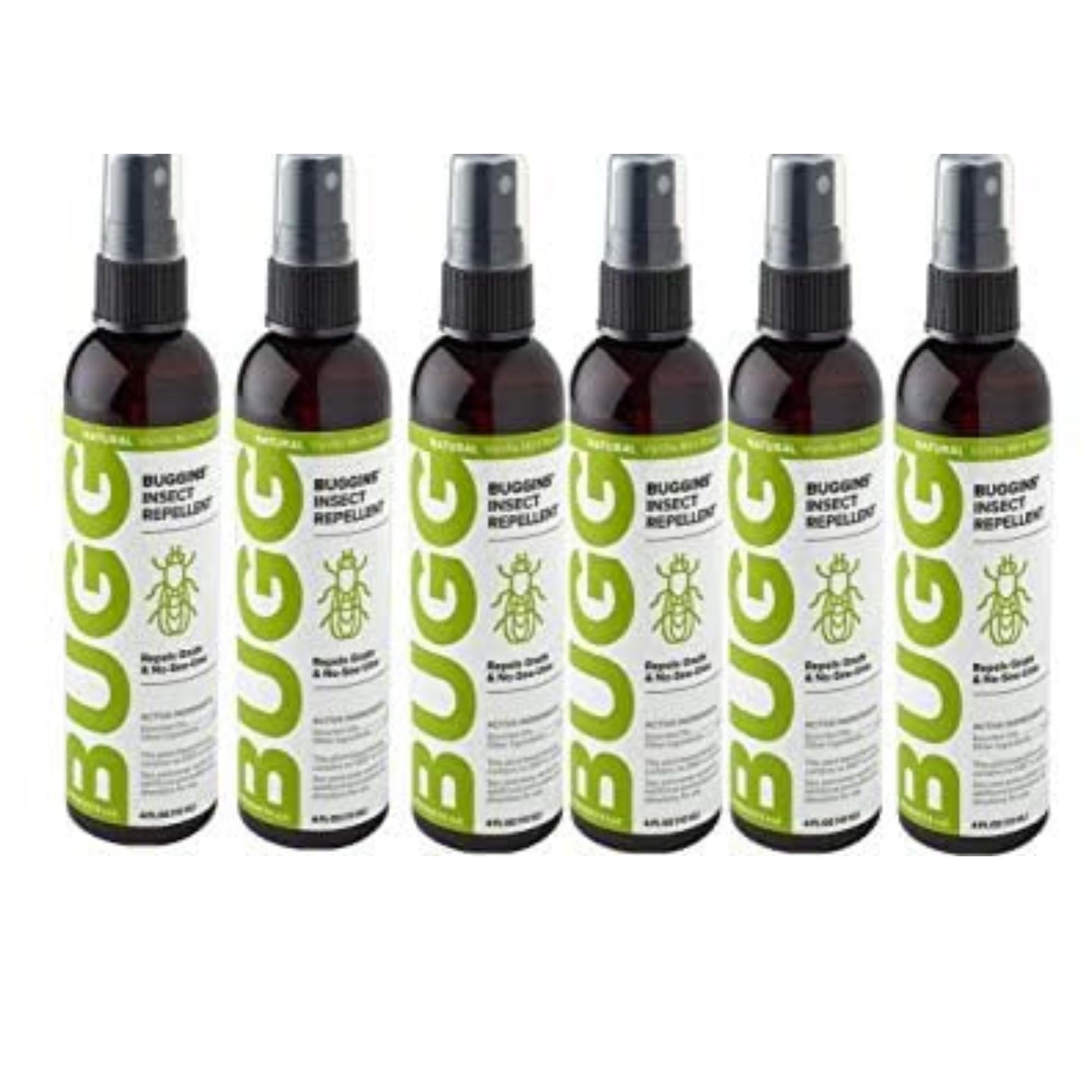 BUGGINS Original - Insect Repellent - Gnats & Mosquitoes, DEET Free, Non-Greasy - 4 oz Pump Spray Bottle - 6 Pack