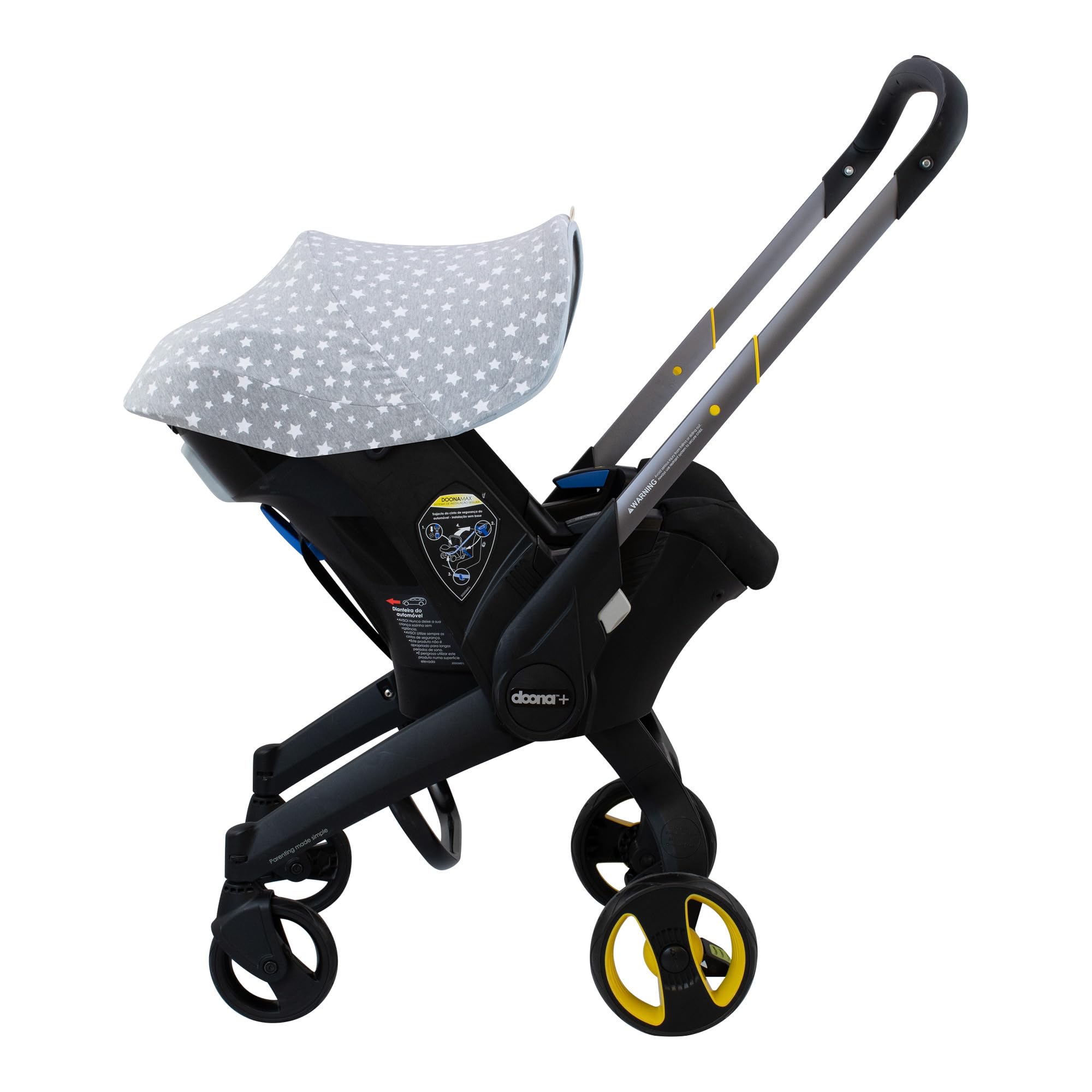 JYOKO Kids Funda para Silla de Auto Y Cochecito Compatible con Doona en Algodón 100% (White Star, Capota)