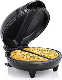 Elite Gourmet Omelete antiaderente EOM205, frittata, máquina de bolso para lanches, café da manhã gourmet, máquina de sobremesa, 2 porções individuais, preto