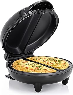 Elite Gourmet EOM205 Non-Stick Omelet Frittata Snack Pocket Maker for 2 Individual 6.5" Omelets, Stainless Steel and Black (Pack of 6)