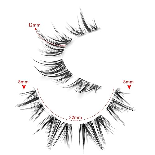 Miniatura 2 de outopen Pestañas de manga de aspecto natural, delgadas, esponjosas, asiáticas, para cosplay, pestañas puntiagudas de anime japonés 3D, pestañas