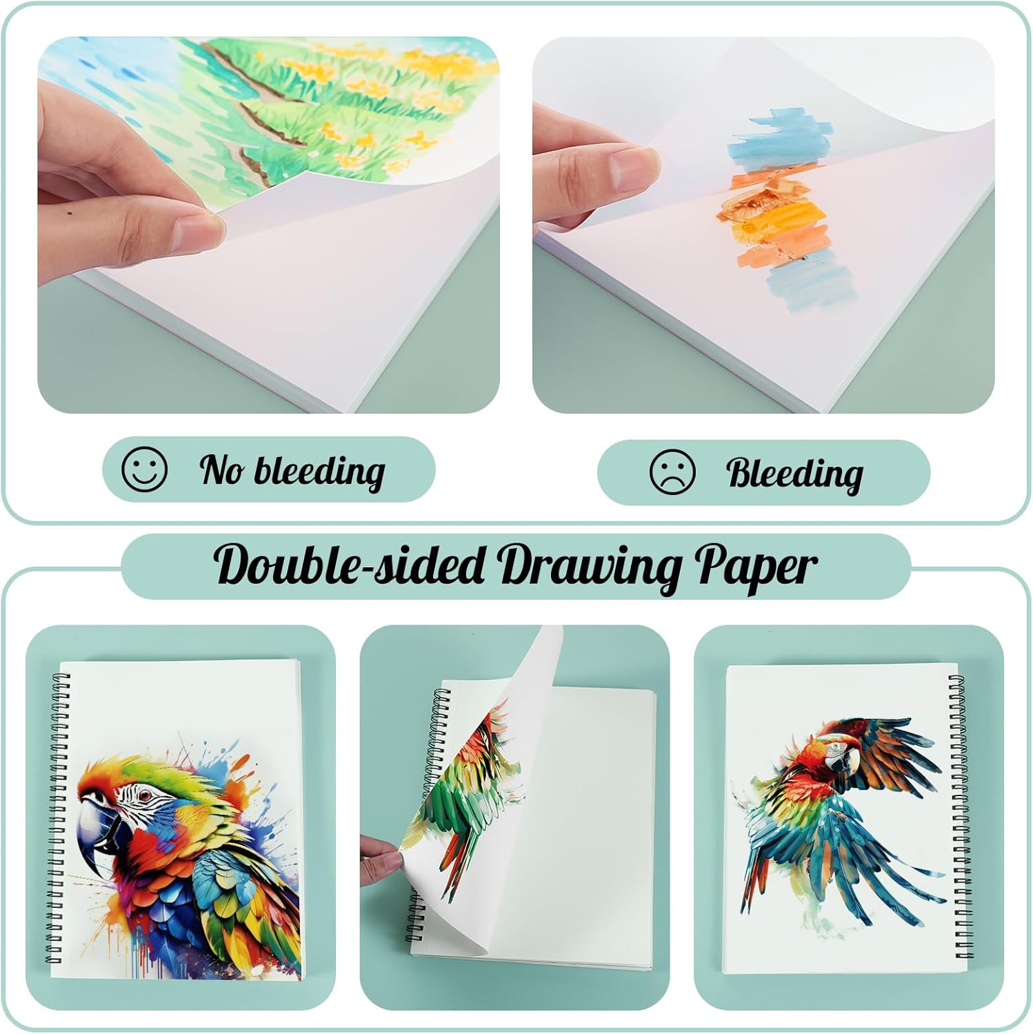 135lb/200gsm Marker Paper Pad, 7.6×10in Double Sided Bleedproof Marker Sketchbook, 30 Sheets Art Paper Sketch Pad, Painting Coloring Smooth Alcohol Marker Paper for DIY, Drawing, Ideal Gift - Image 6