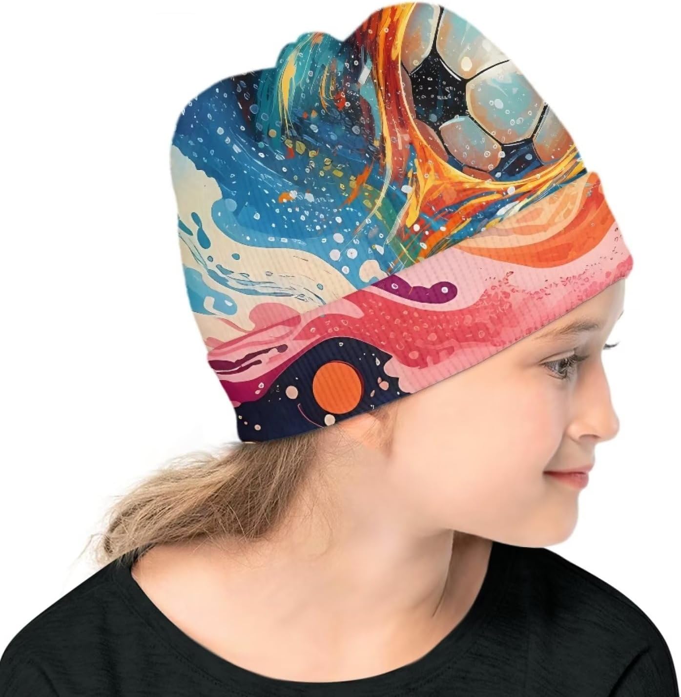 Funny Fire Beanie Hats for Boys Daily Outdoor Casual Warm Cuffed Knit Beanies Soft Winter Hat Cap - Image 3