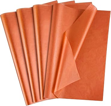 OHOME Orange Tissue Paper - 100 Sheets Fall Decorations for Home | Thanksgiving Decor for Gift Bags,Autumn Harvest Bulk Wrapping Paper for Friendsgiving Halloween Party Supplies