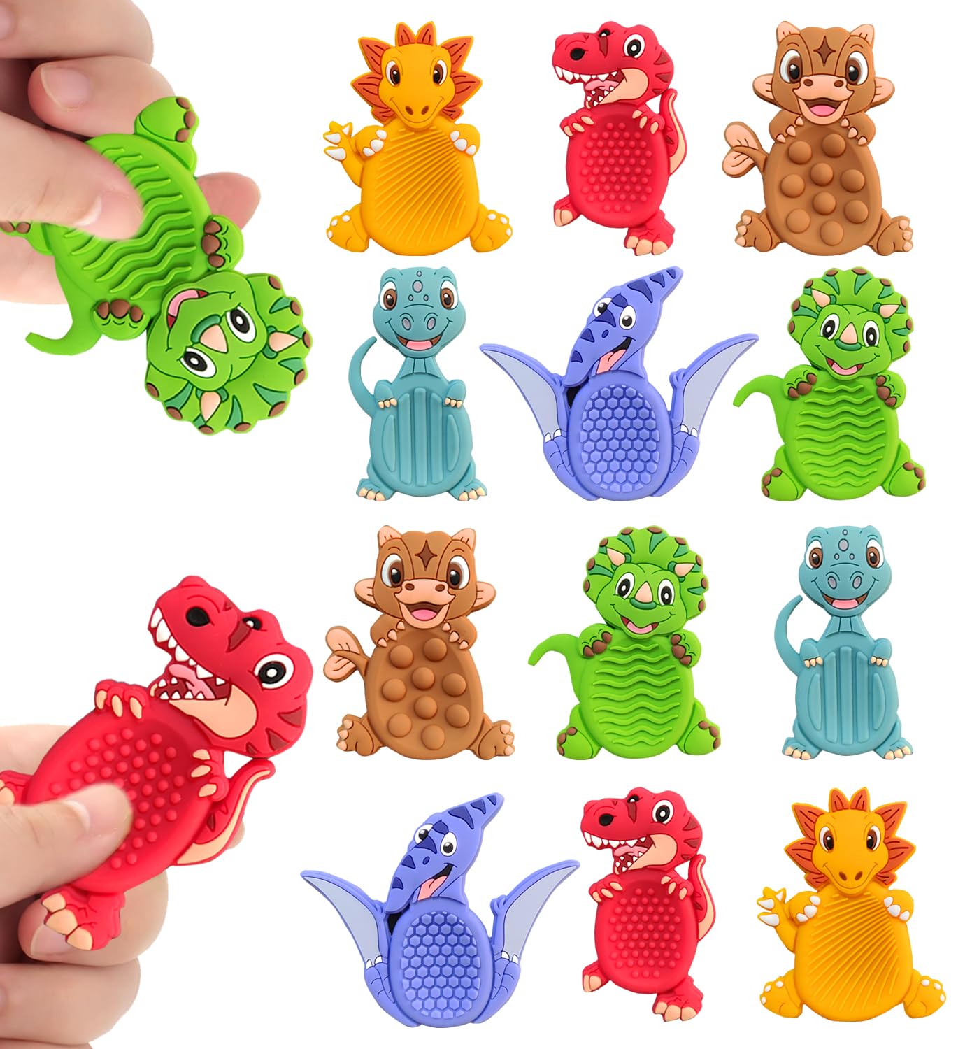 Photo 1 of 12Pack Dinosaur Sensory Fidget Stress Toys for Kids Classroom, Autism Calming Special Education Must Haves Travel Essentials, Valentine's Day Cards Gifts for Party Favors Class Birthday 3 5 7 Boy Girl