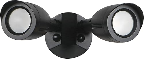 Satco Luz de seguridad para exteriores 65-714, accesorio de inundación LED de doble cabeza de bala, blanco cálido de 3000 K, carcasa de aluminio