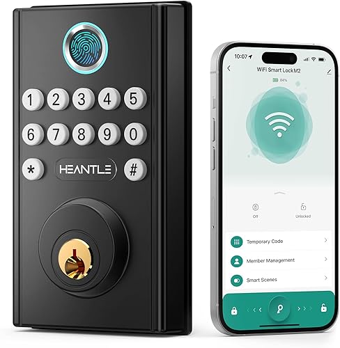 Cerradura inteligente WiFi para puerta delantera, cerradura de puerta de entrada sin llave, teclado de huellas dactilares, Bluetooth, aplicación