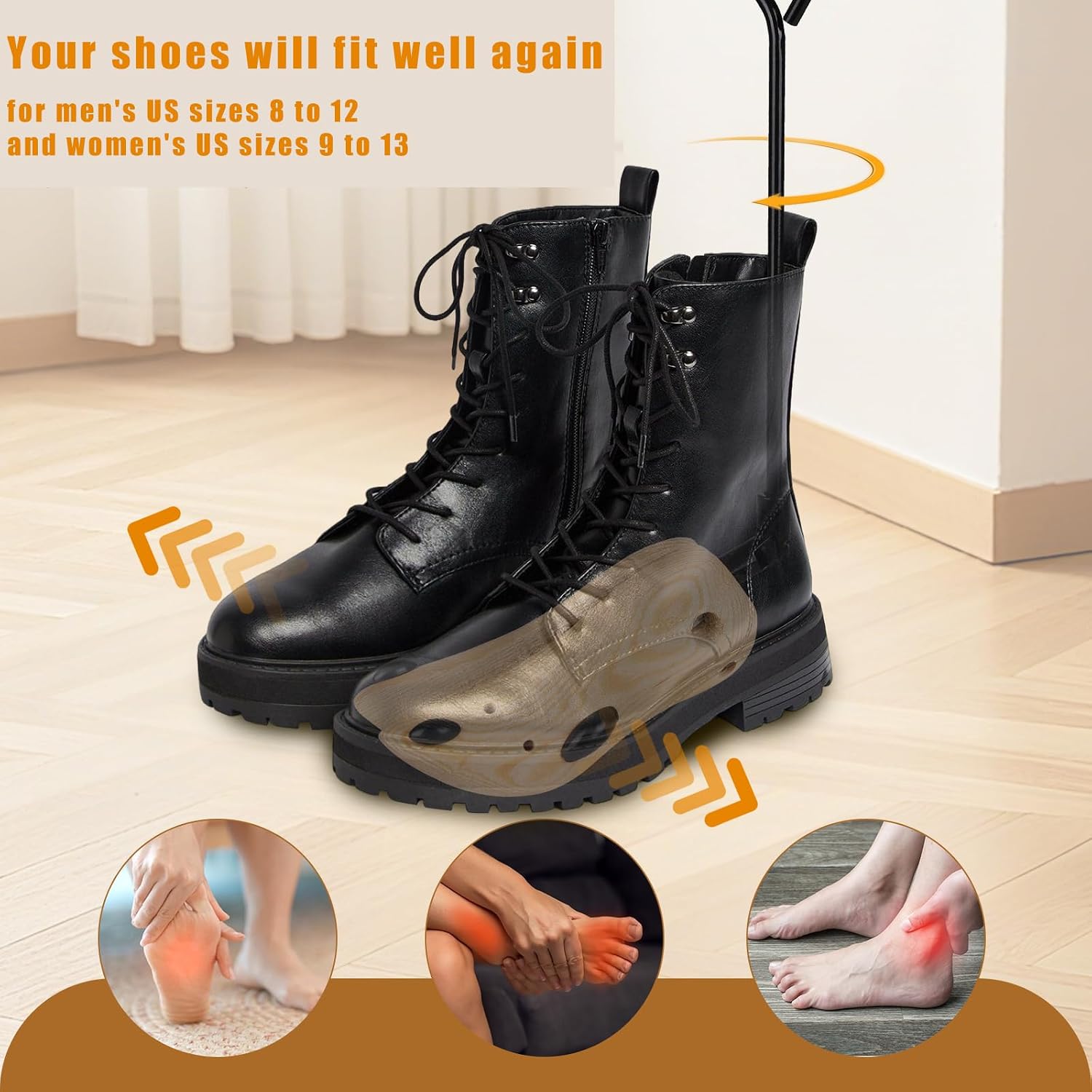 Wooden Boot Stretchers for Cowboy Boots Men Shoe Stretcher Boot Stretcher, Adjustable Boot Stretcher Wide Feet Size Men’s 8-12
