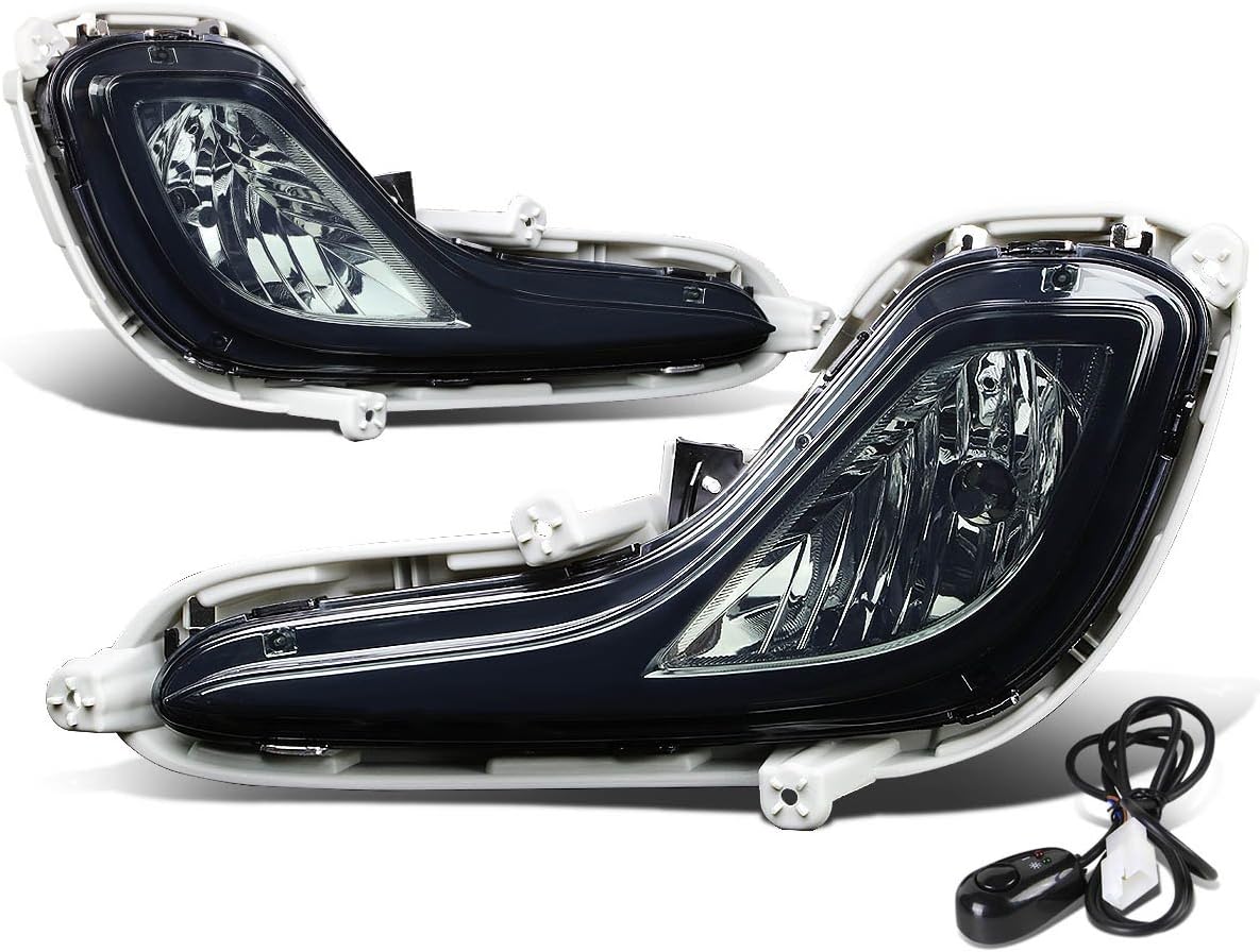 Auto Dynasty Fog Lights Assembly Compatible with 2012-2017 Accent Front Bumper Driving Fog Lamps w/Switch, Driver and Passenger Side, Smoked Lens