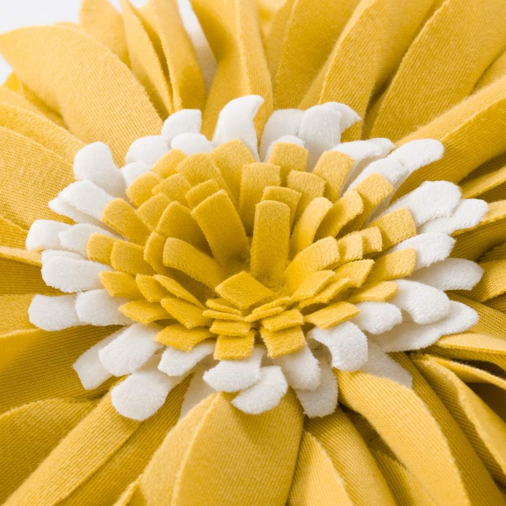 JWH Decorative Flower Throw Pillow Cover 3D Sunflower Pillow Case Velvet Cushion Floral Pillowcase for Bed Living Room Couch Chair 18x18 Inches Yellow Creamy White - Image 4