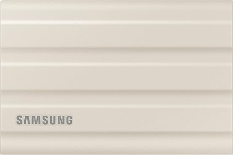 Samsung Taşınabilir T7 SSD Shield, USB 3.2 Gen 1 TB, 1.050 MB/sn Okuma, 1.000 MB/sn Yazma, Bej, MU-PE1T0K/WW
