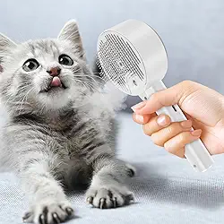 Escova para gatos com vapor, versátil para derramamento a vapor, escovas ajustáveis para animais de estimação, kit de cuidados com gatos e cães fácil de usar com botões de liberação para seus animais