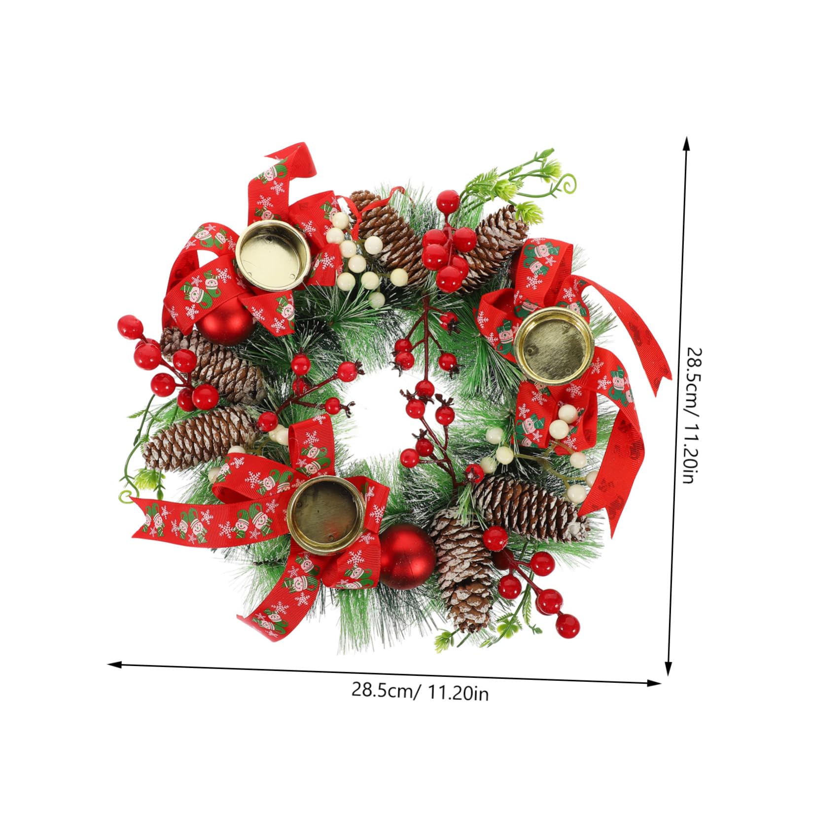 RORPOIR Xmas Candle Holder Wreath Elegant Centerpiece for Christmas Parties Realistic Decor for Home Shop and Hotel Features Lifelike Design Berries and Pine Needles