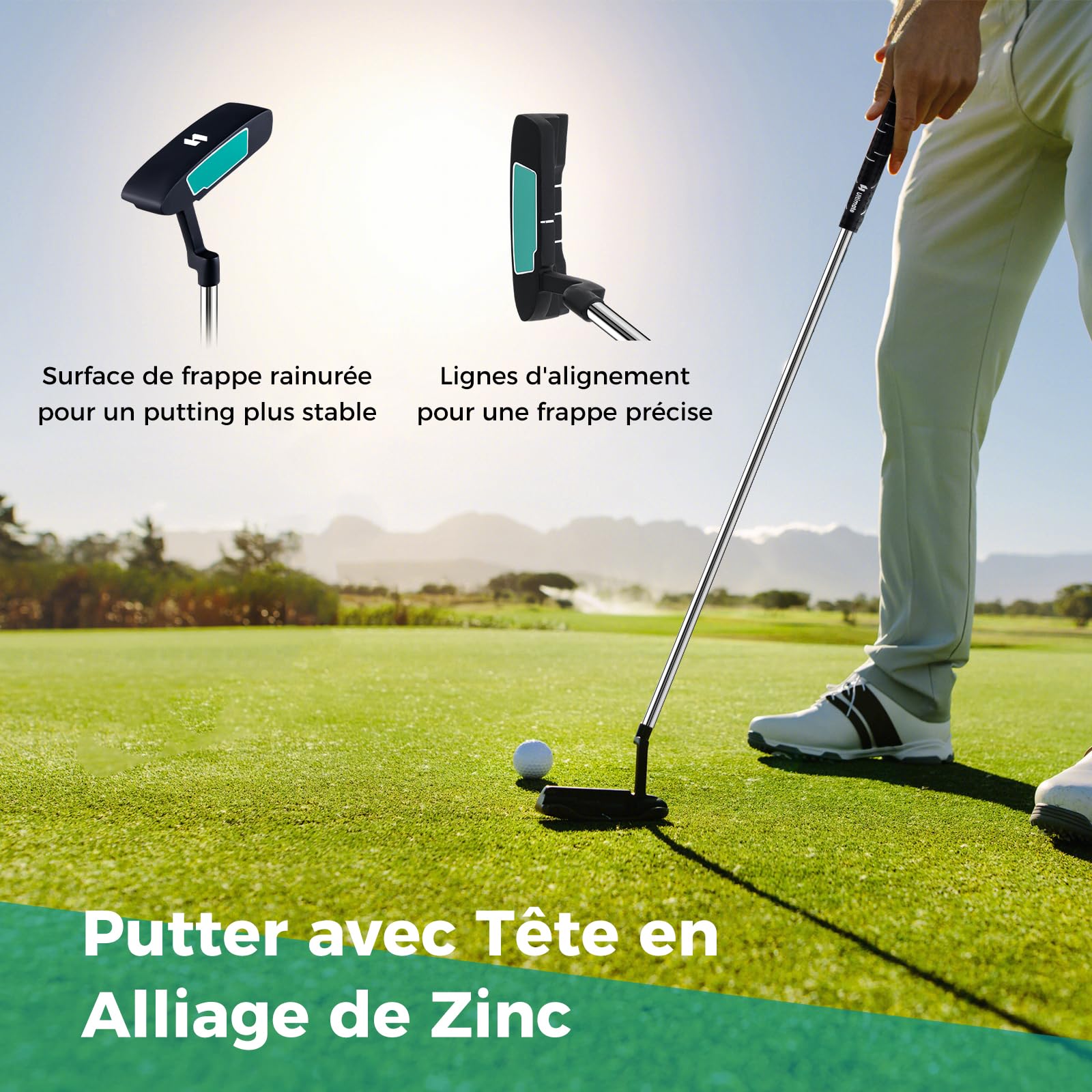 GYMAX Ensemble Complet de Clubs de Golf pour Hommes Droitier, Comprenant Driver #1 460CC, Fairway #3, Hybride #5, Fers #5, #6, #7, #8, #9, #P, #S, Putter, 3 Couvre-Golf et Sac de Golf