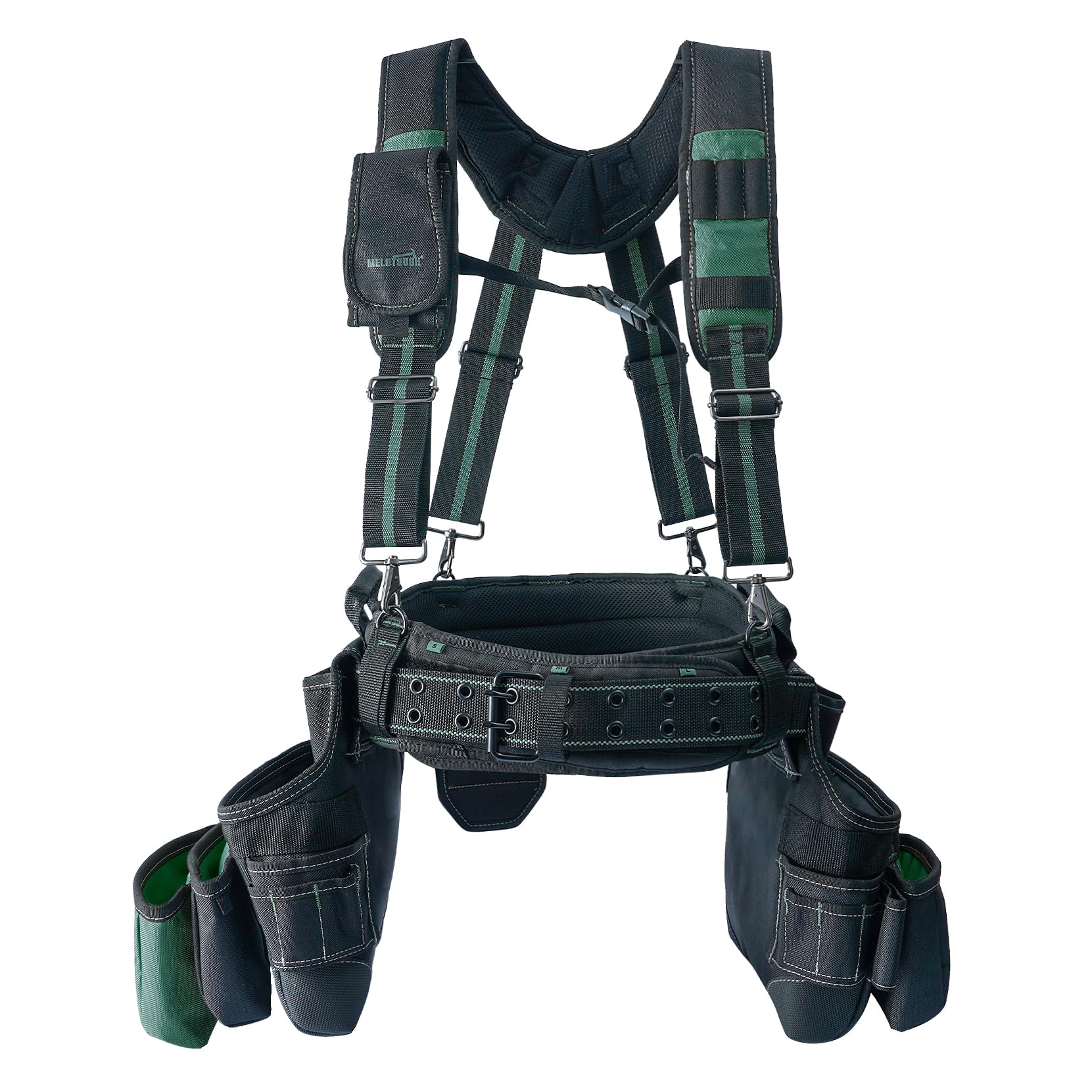 MELOTOUGH Cinturón de herramientas de delantal Pro Framer de 28 bolsillos y tirantes acolchados resistentes con diseño magnético para herramientas de técnico/mantenimiento/carpintero y electricista