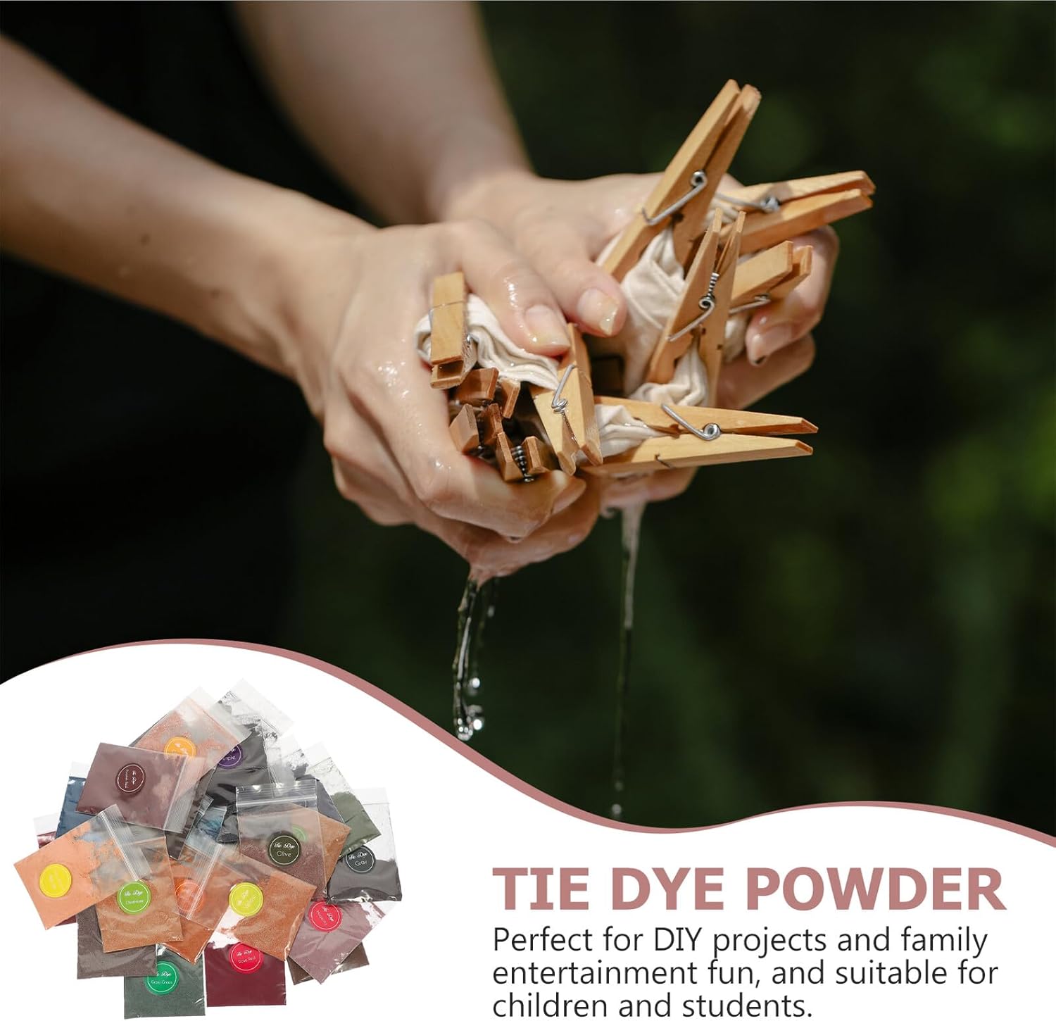 WOONEKY Tie Dye Powder Refills Each Vibrant Permanent Fabric Dye Colors for DIY Suitable for Blended Fabrics and Adults Craft Party Supplies