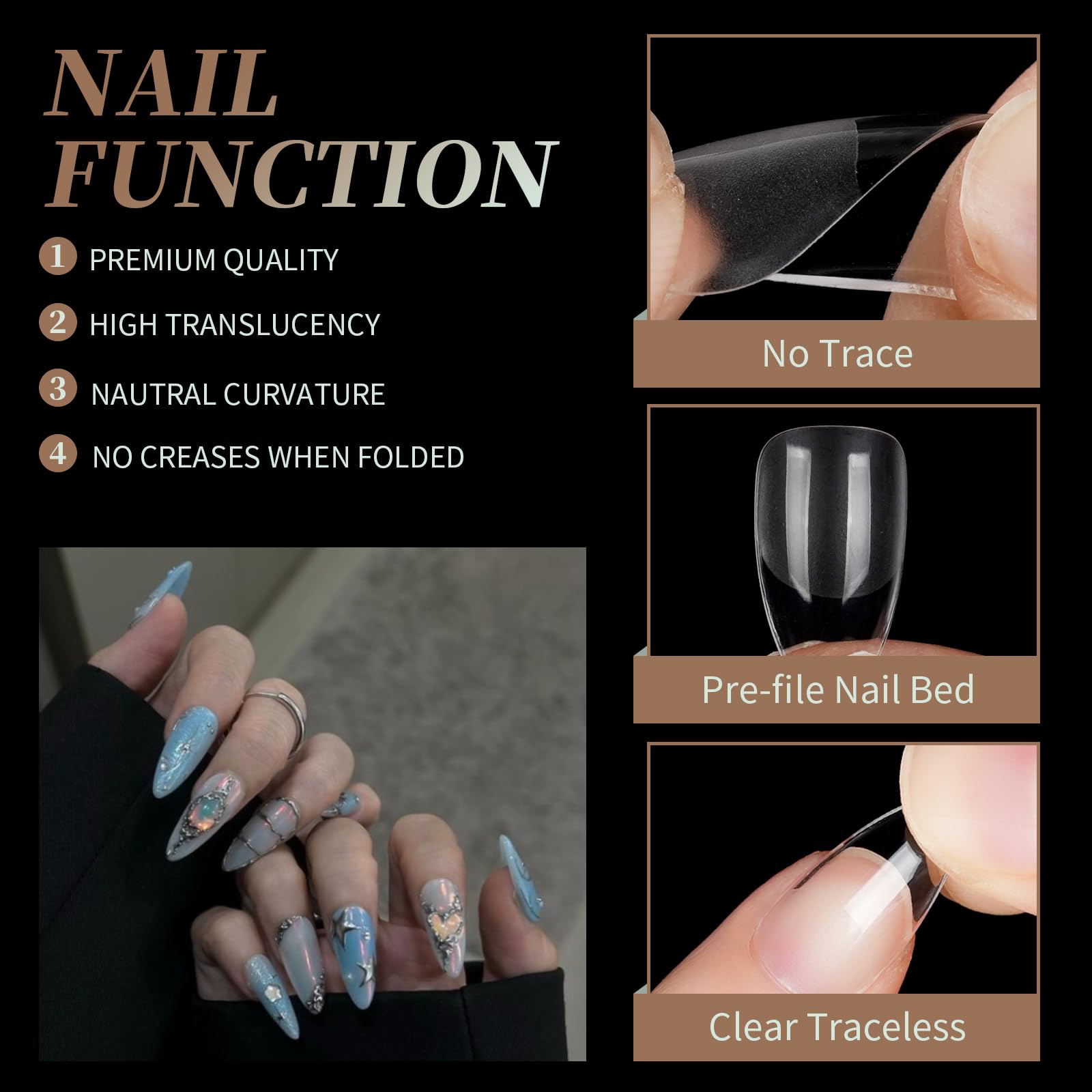 Short Almond Nail Tips, Venares 500Pcs 10 Size Acrylic Nail Tips for Gel Extensions Full Cover Soft Gel Tips for Acrylic Extensions - Image 4