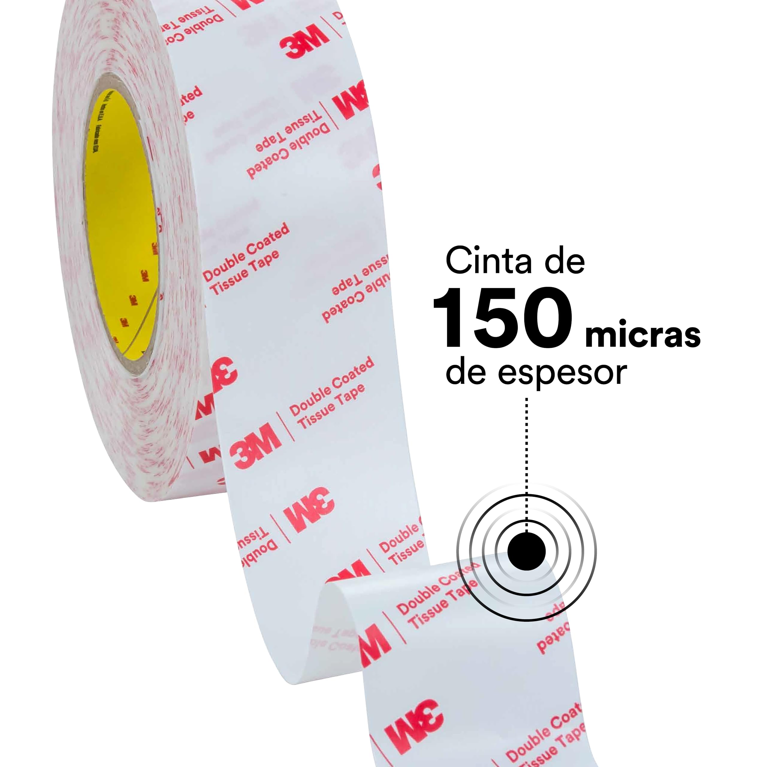 3M Cinta de Doble Cara de Tisú 56215, Transparent, 25 mm x 50 m
