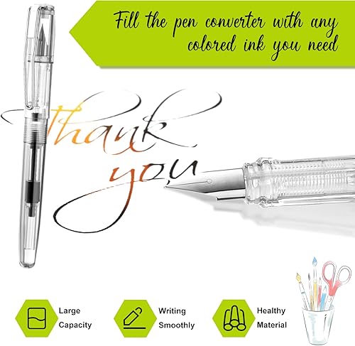 Vista 9 de 16 bolígrafos estilográficos desechables recargables para escribir punta fina, pluma de tinta de firma con pistón, para caligrafía, pintura, dibujo