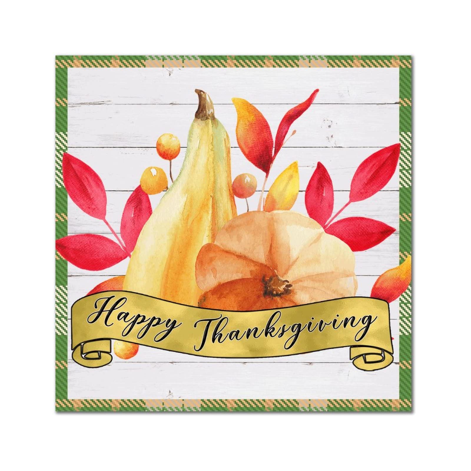 Panneau de bois Happy Thanksgiving rustique citrouille pour mur de cuisine