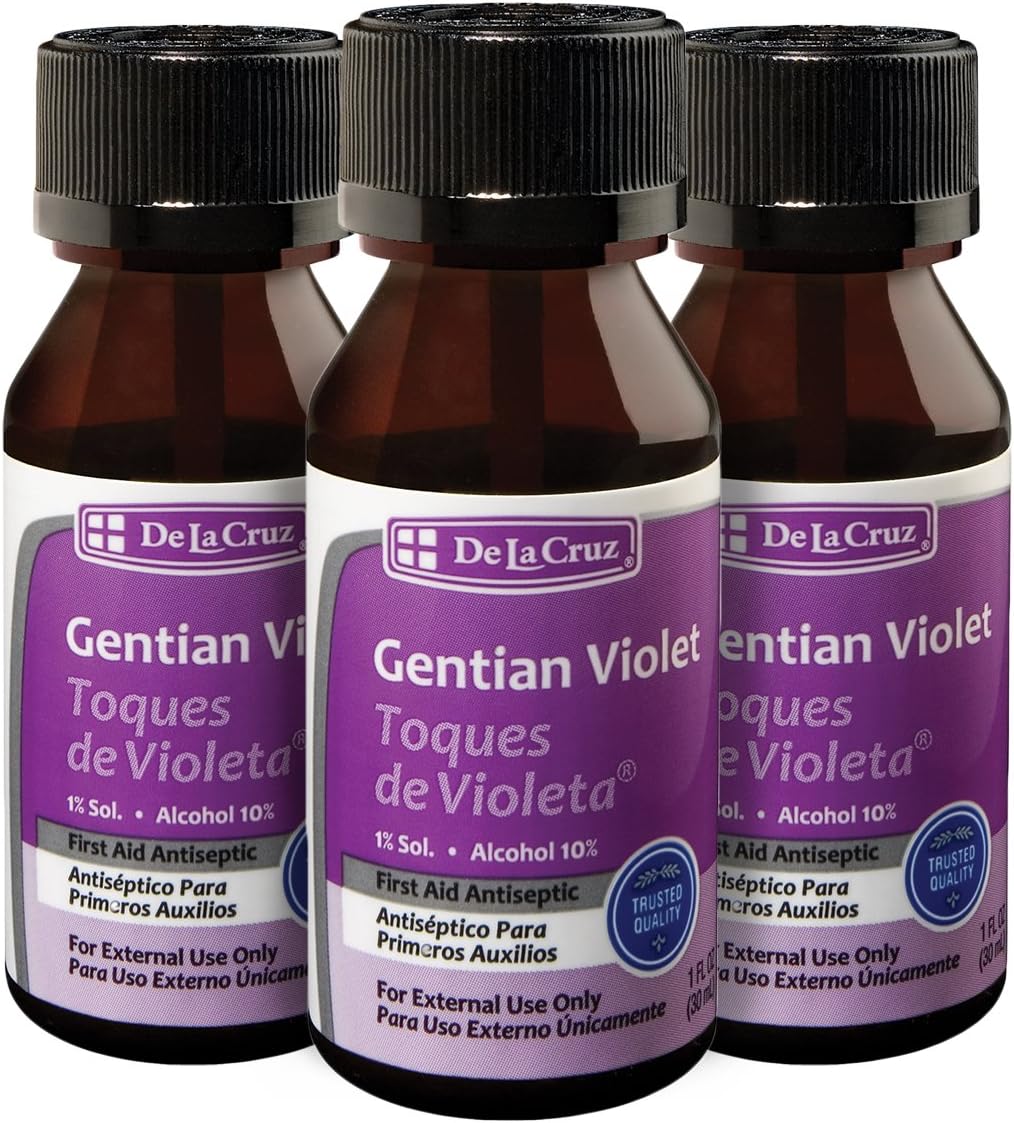 De La Cruz Gentian Violet First Aid Antiseptic Liquid 1 oz (Pack of 3)