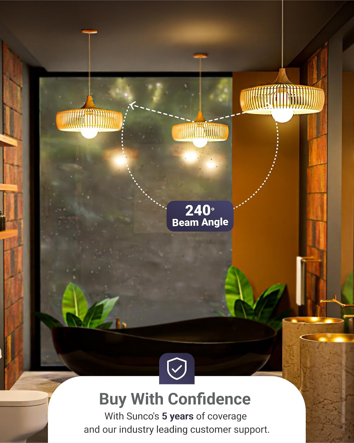 Sunco 24 Pack A19 LED Light Bulbs, [Focos para Casa], E26 Base Lamp Bulb for Bedroom Bathroom, 850 LM, 8W (60W Equivalent), 5000K Daylight, Non-Dimmable, 25000 Lifetime Hours UL.