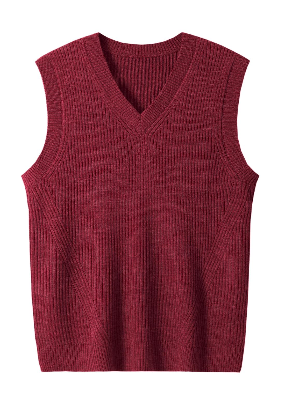 Pull tricoté sans Manches col en V pour Hommes Solid Color Top Slim pour Hommes