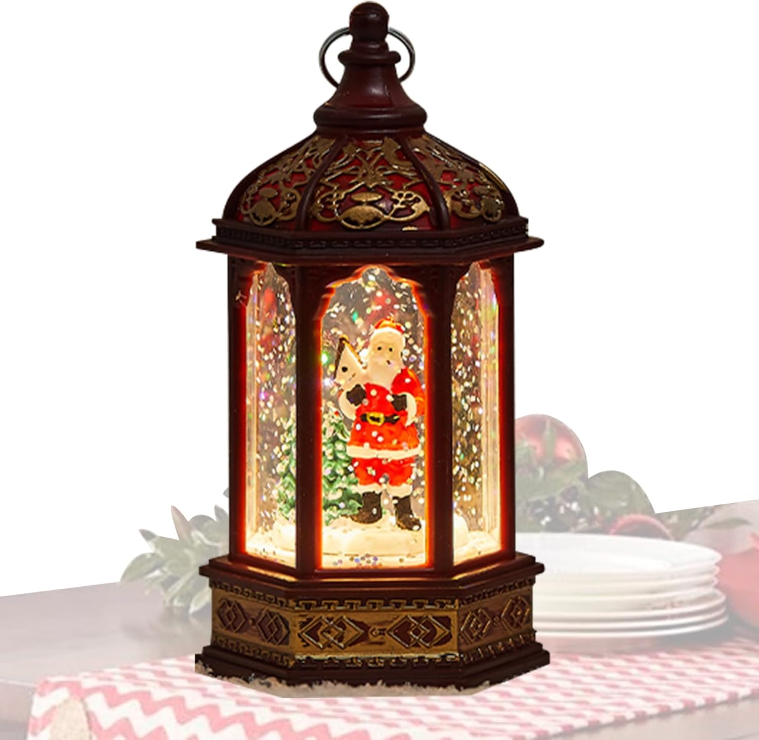 Christmas Snow Globe - Snow Globes Christmas Decoration - Festive Lighted Ornament Decor for Desk Party Holiday Activities Gathering Festival Home Decoration