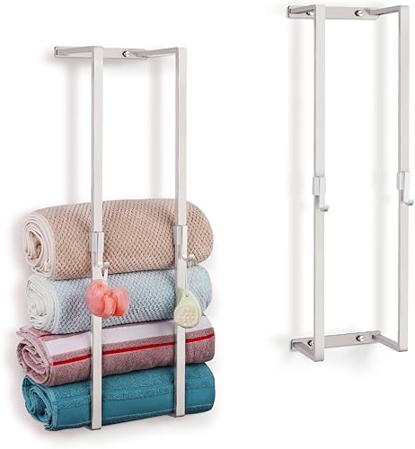 Echaprey Toalleros para toallas de baño, toallero de pared de acero inoxidable para organizar toallas de baño o toallas de baño (2 unidades,
