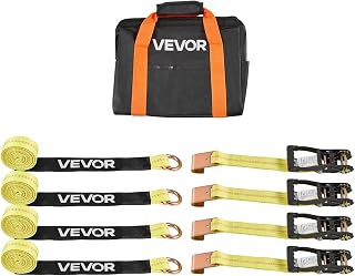VEVOR Radspanngurt Befestigungsgurt (50,8 x 3048 mm) mit flachem Haken & 4540 kg Zugfestigkeit & 1512 kg Tragfähigkeit, Motorrad-Spannsystem Radsicherungsgurt Reifengurt für SUVs Anhänger Gelb