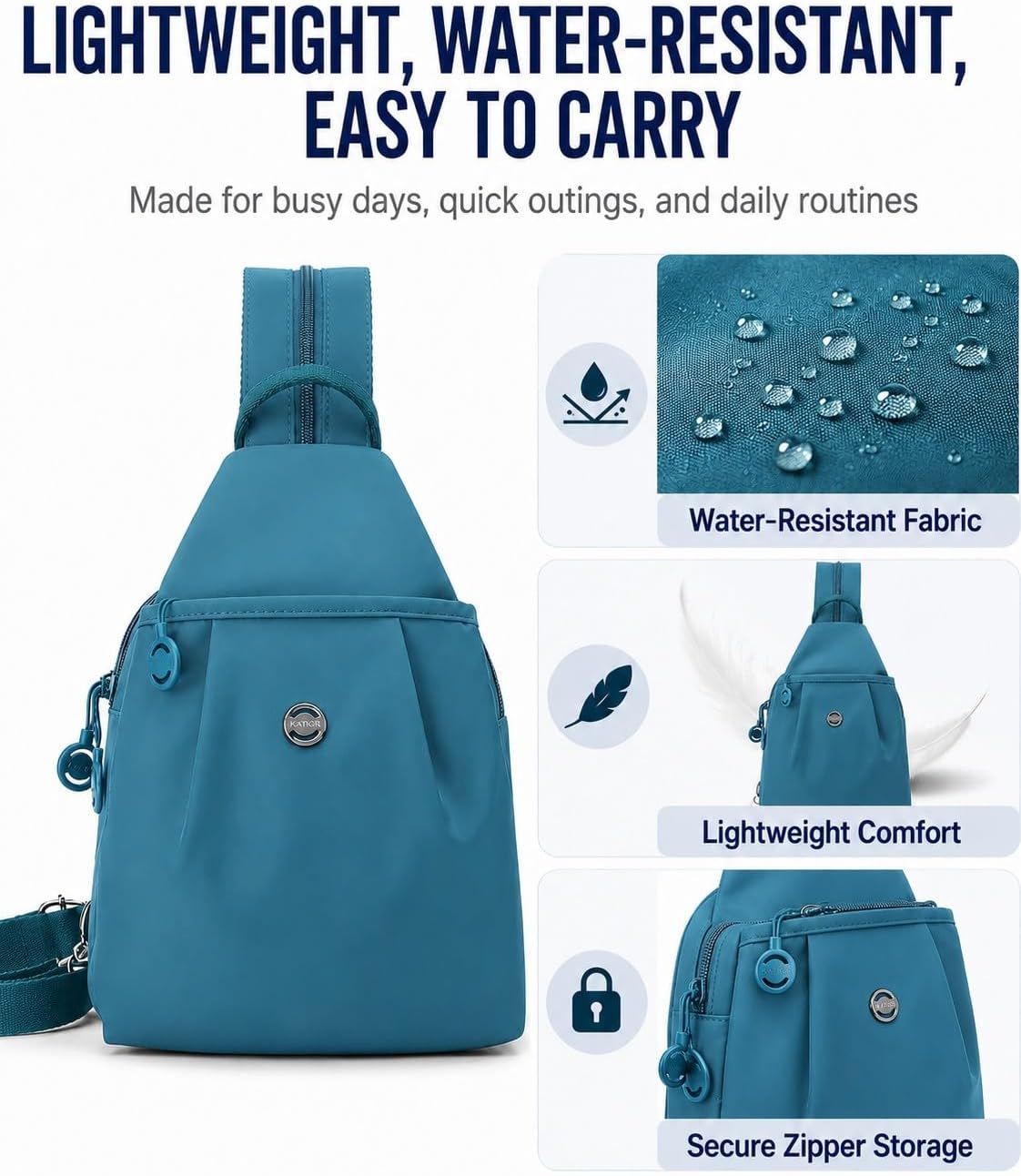 Sling Backpack for Women, Water-Resistant Crossbody Chest Bag for Travel, Work, Gym, Students & Daily Use image 3