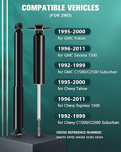 Miniatura 3 de 4 amortiguadores AUTOMUTO para Chevy C1500C2500 Suburban, 96-02 para Chevy Express, 95-00 para Chevy Tahoe, 92-99 para GMC C1500 Suburban,96-02 para
