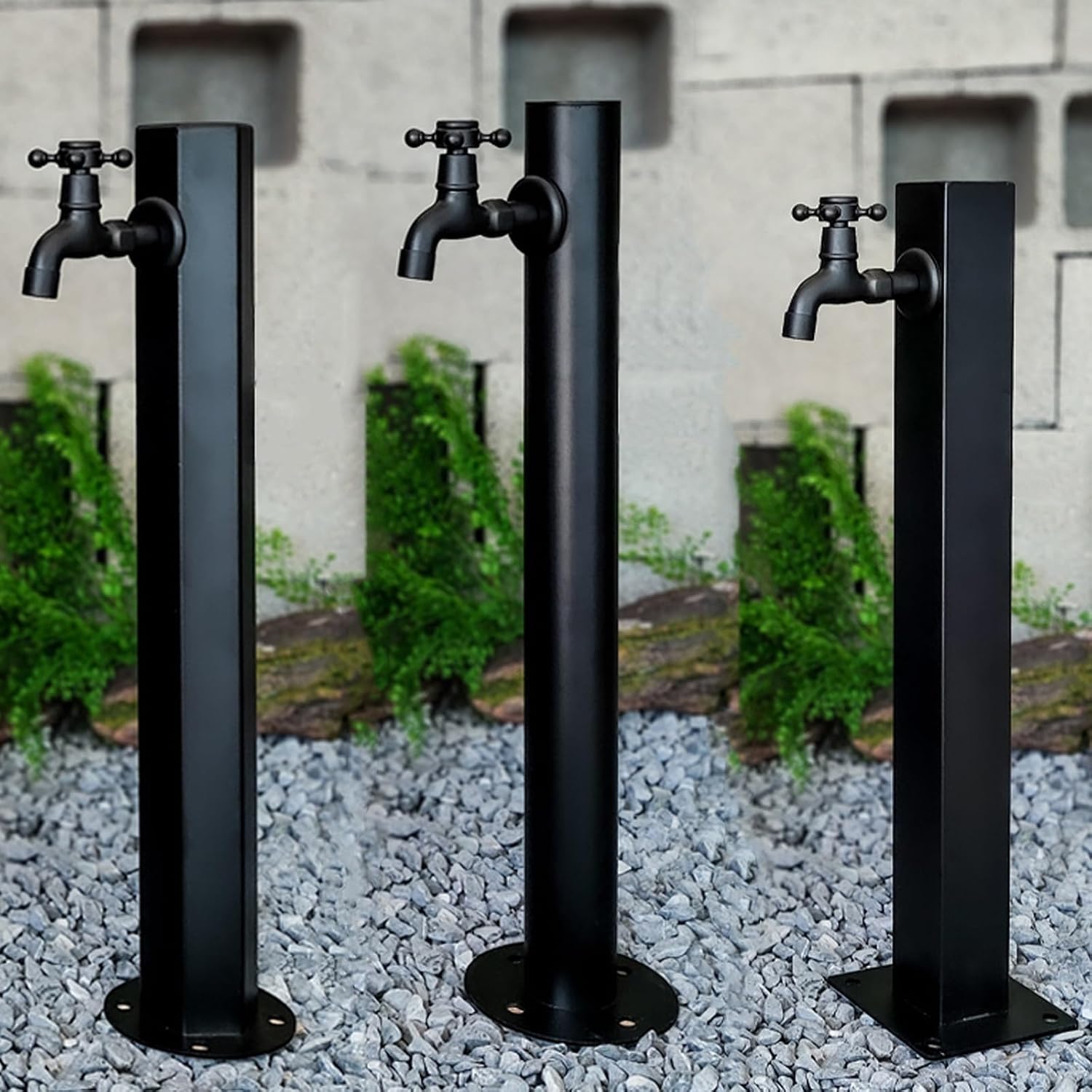 Pionowa kolumna wodna do ogrodu z stali nierdzewnej 304 | Słupek z kranem i hydrantem do ogrodu – trwały i dekoracyjny element wyposażenia ogrodu,Black 8,60cm/23.6in