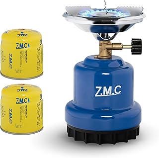 Z.M.C Campingkocher 1 flammig 1100 W + Gaskartuschen 190 g, Gaskocher für Camping 13x20 cm, Kohlenanzünder, Mini Camping Gas Kocher, Anzünder für Camping, Festivals oder Wanderungen