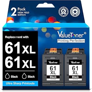 Valuetoner Ink Cartridges Replacement for HP Ink 61 XL 61XL Black Remanufactured for HP Envy 4500 4501 4502 5530 Deskjet 2...