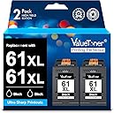 Valuetoner Ink Cartridges Replacement for HP Ink 61 XL 61XL Black Remanufactured for HP Envy 4500 4501 4502 5530 Deskjet 2540 3050 1000 1050 1056 1510 1512 1010 1055 OfficeJet 4630 Printer (2 Black)
