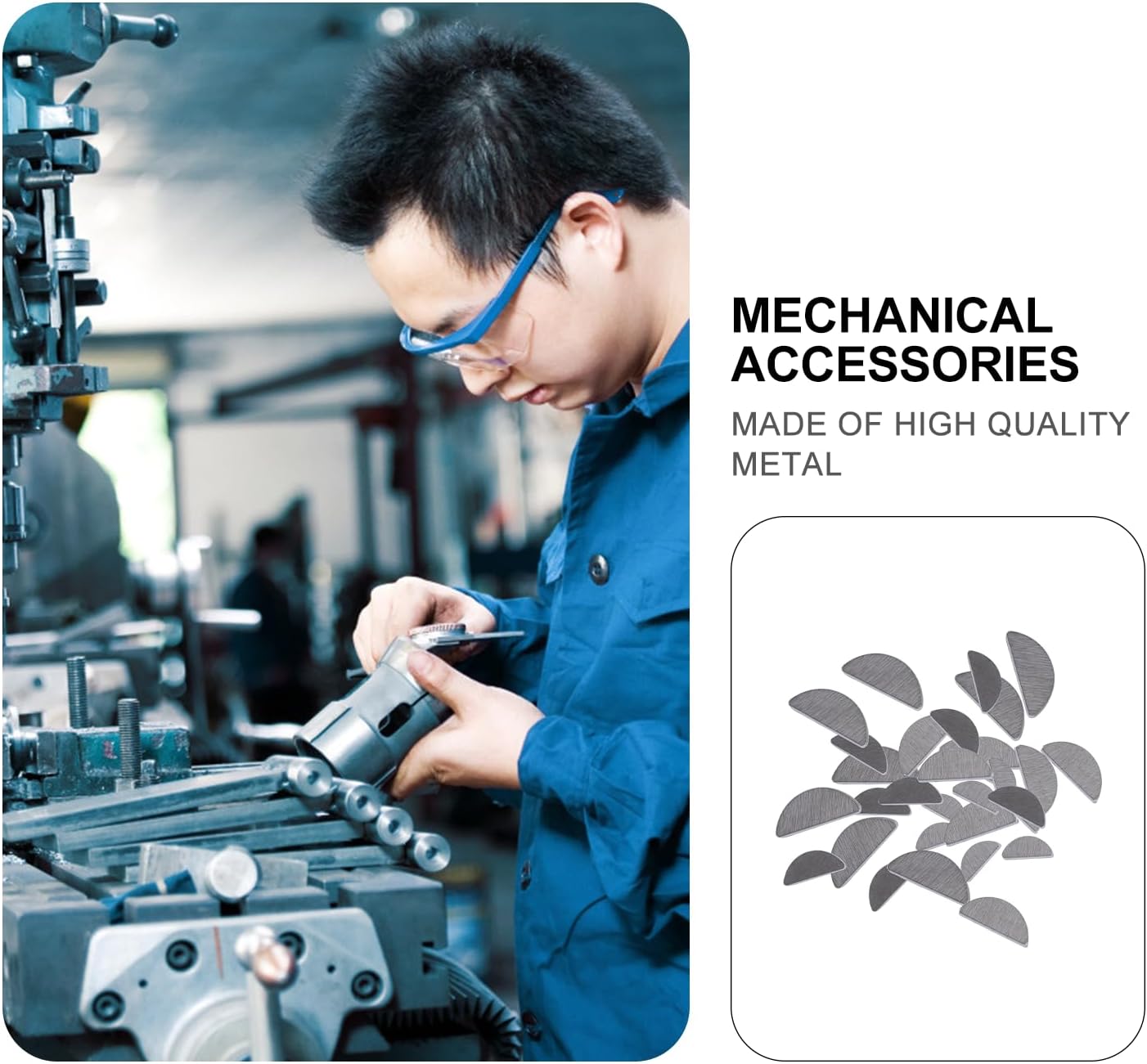 HEMOTON 80pcs Stainless Steel Woodruff Key Set with 8 Different Sizes Half Moon Semicircle Fasteners Suitable for Mechanical Industry Hub Adjustment