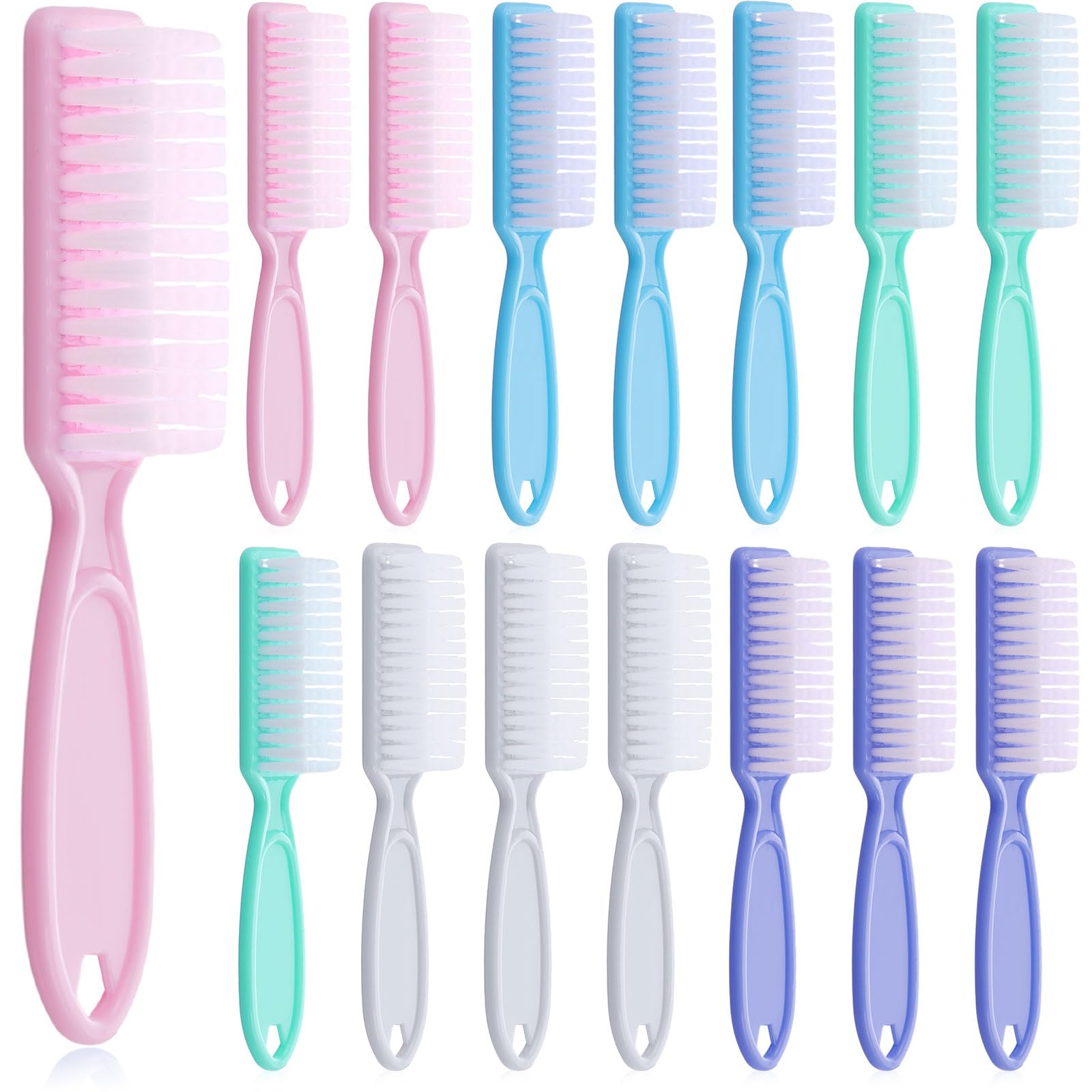 Patelai 15 Pieces Nail Brush Handle Grip for Cleaning Fingernails Toes Scrub Manicure Pedicure(Macaron Colors)