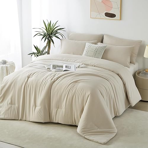 KAKIJUMN Juego de edredón individual de 2 piezas con 1 edredón y 1 funda de almohada (caqui, individual)