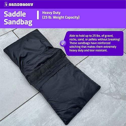 Miniatura 5 de Sandbaggy Sillín de arena (negro)  Viene prellenado con 15 libras de arena (capacidad de peso de 25 libras)  Pesas para fotografía, tiendas de