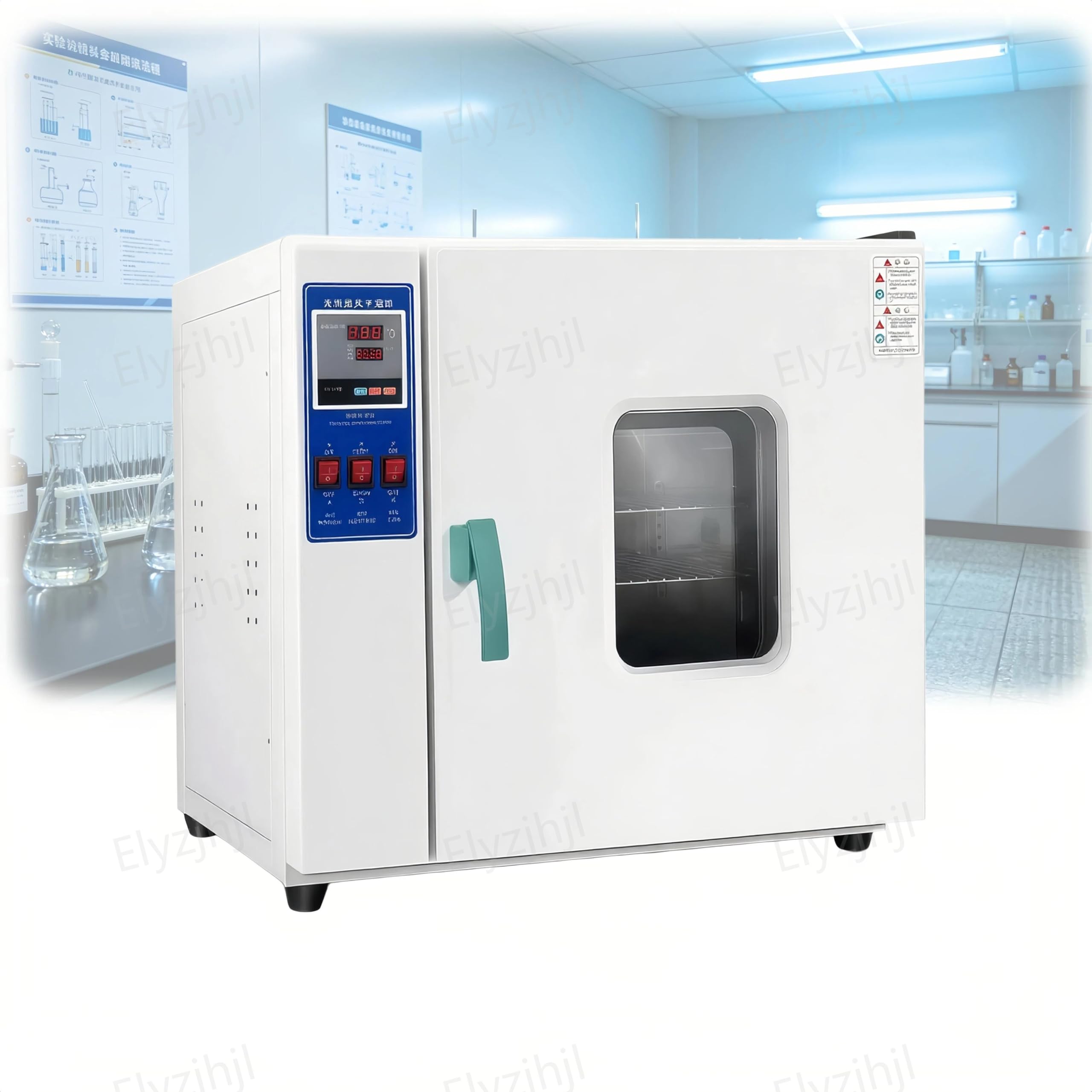 Forno da Laboratorio Digitale ad Aria Forzata, Stufa di Essiccazione in Acciaio Inossidabile con Doppio Riscaldamento a U, RT+50-250°C, Motore 2800 RPM, Timer Intelligente, Alta Precisione (16L)