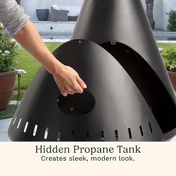 Cuisinart Chimenea Propane Fire Pit, 40,000 BTU Adjustable Gas Fire Pit for Patios, Includes Lava Rocks, Directional Heat Shield and Push to Start Ignition, Perfect for Backyards, Decks, and Patios