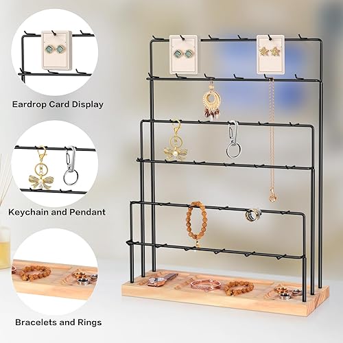 Miniatura 2 de Organizador para aretes, soporte para joyas, 36 ganchos para vender tarjetas de aretes, pulseras, llaveros, anillos, collares