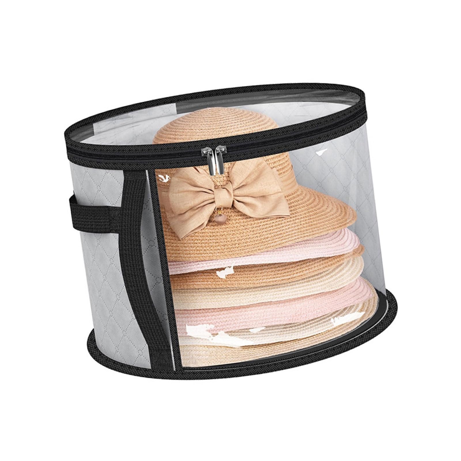 Nonwoven Storage Bucket with Portable Handle Foldable Round Brim Caps Organiser Breathable Hat Container for Travel Hat Container
