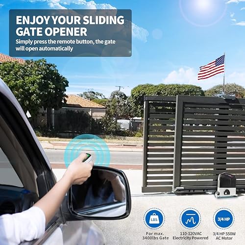 Miniatura 2 de TOPENS RK1200T - Abridor automático de puertas correderas con motor eléctrico para puertas deslizantes pesadas de hasta 3400 libras, operador de