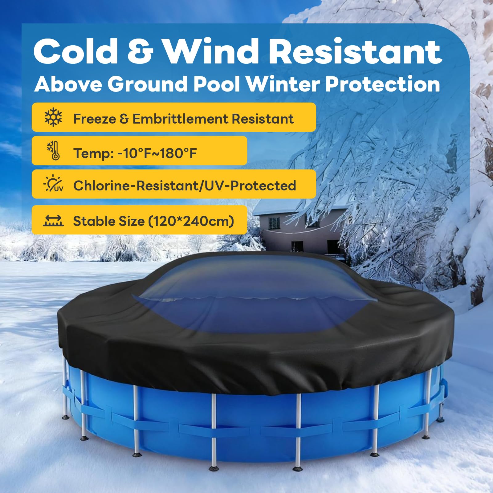XXL Poolkissen Winter Rechteckig 120 x 240CM,Luftkissen Pool Beständig Frost Chlor für runde & rechteckige Schwimmbecken,Pool Kissen mit Boston Doppel-Aufblasventil (XL-blau)