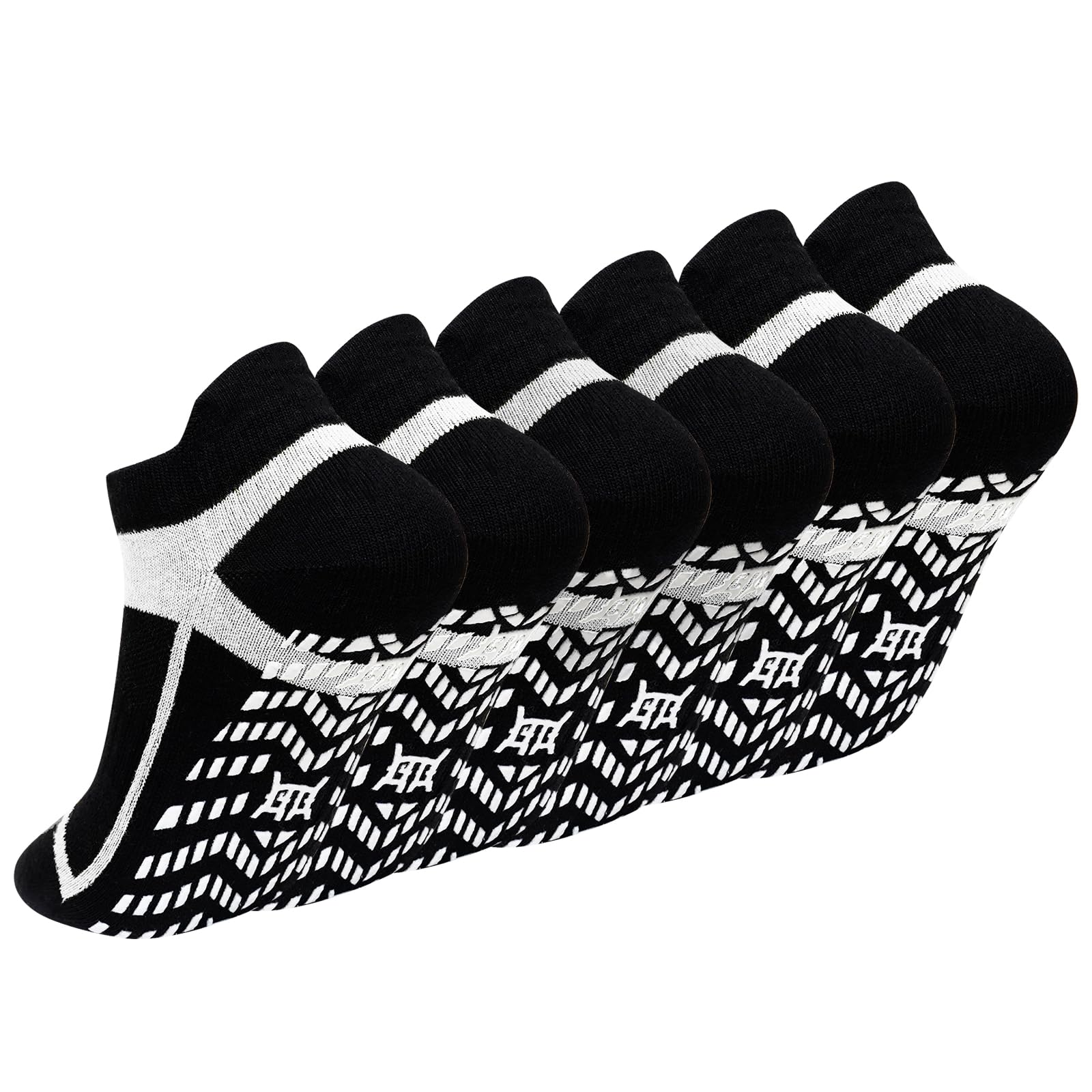 ZAKASA Pilates Yoga Socken Herren: Rutschfeste Sneaker Füßlinge Stoppersocken Anti Rutsch Sport Socken mit Noppen Baumwolle Nahtloses für Trampolin Fitness Zuhause Gym 3 Paar