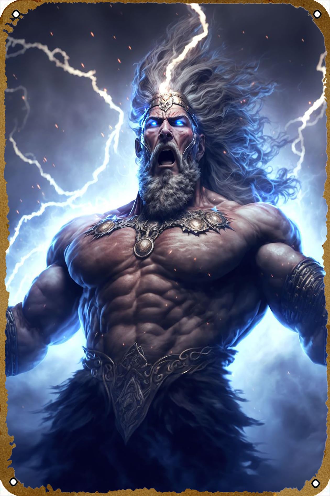 GODLIKE GENIUS ポスターデザイン God of Lightning Zeus poster Retro tin Sign Wall Art Decor Metal